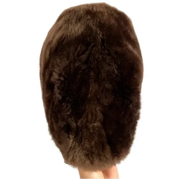 Vintage Dark Chocolate Brown Fur Bonnet Hat - O/S - Picture 5 of 7